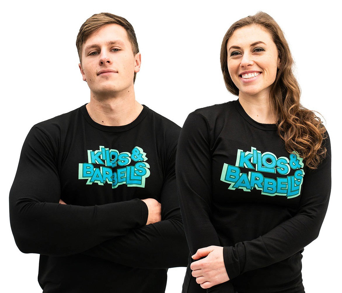 A7 Bar Grip Long Sleeve シャツ『Kilos and Barbells Aqua』UNISEX